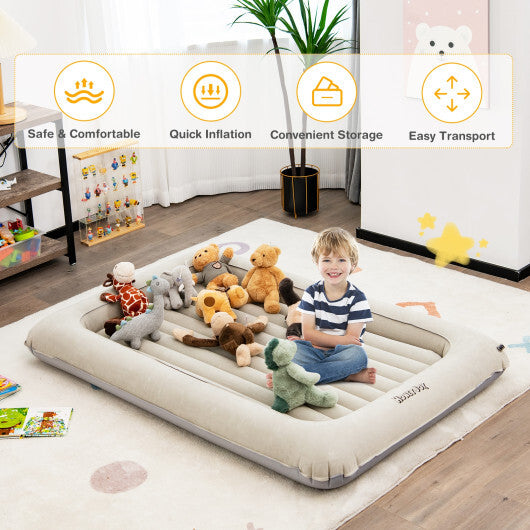 Colchón inflable multiusos 2 en 1 para niños pequeños con bomba eléctrica, color gris