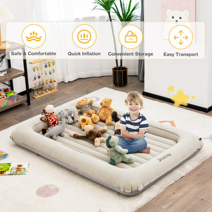 Colchón inflable multiusos 2 en 1 para niños pequeños con bomba eléctrica, color gris