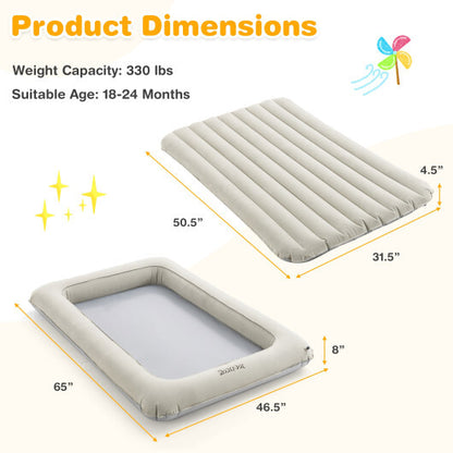 Colchón inflable multiusos 2 en 1 para niños pequeños con bomba eléctrica, color gris