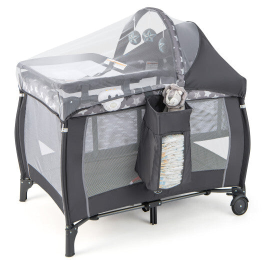 Cuna de viaje portátil 4 en 1 para bebés - Gris - Color: Gris