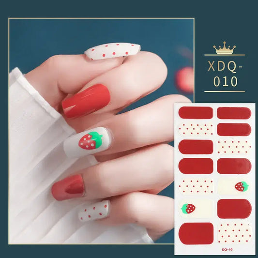 Color: Orange - Dropshipping Red Strawberry Nail Stickers Fashion Nail Polish Self Adhesive Manicure Decoration Nail Accessories Nail Art
