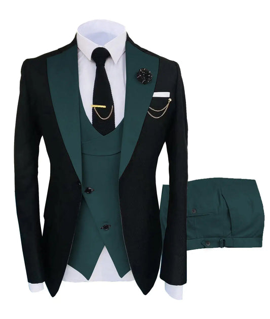 Color: MULTI, Size: One Size - New Costume Homme Popular Clothing Luxury Party Stage Men's Suit Groomsmen Regular Fit Tuxedo 3 Peice Set Jacket+Trousers+Vest