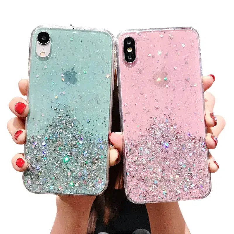Color: black, Compatible-Phone Models: For iPhone XS Max - 16 Pro Max, Epoxy Resin Case, iPhone 15 Case with Sequins, Epoxy Case, iPhone 14 Case, Glitter Girls Designs, 13 Pro Max, 15Pro