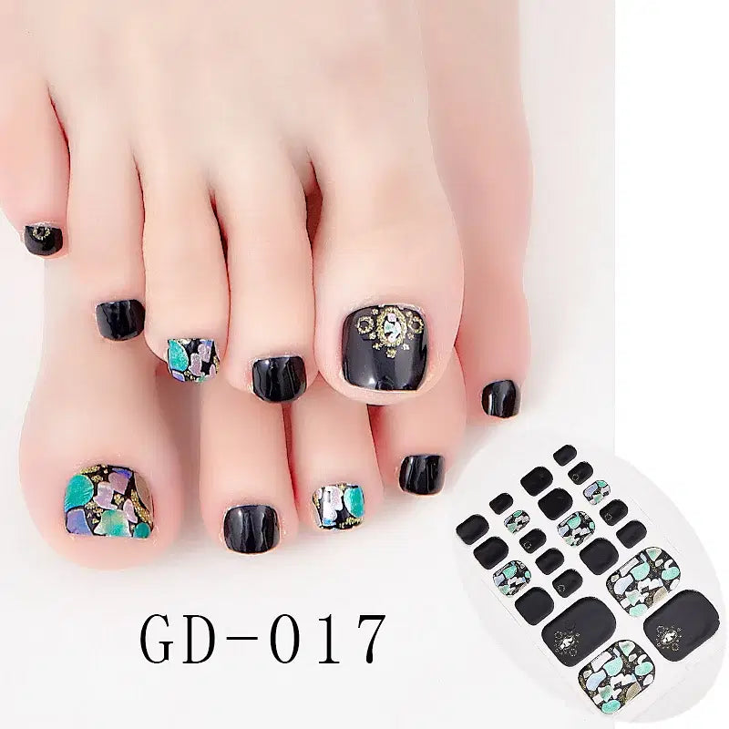 Color: Amy Green - 22 Tips/Sheet Nail Tape Loveliness Nail Art Stickers Designed  Nailart Sticker Nail Strips Designer Nail Decals Nailart Shiny