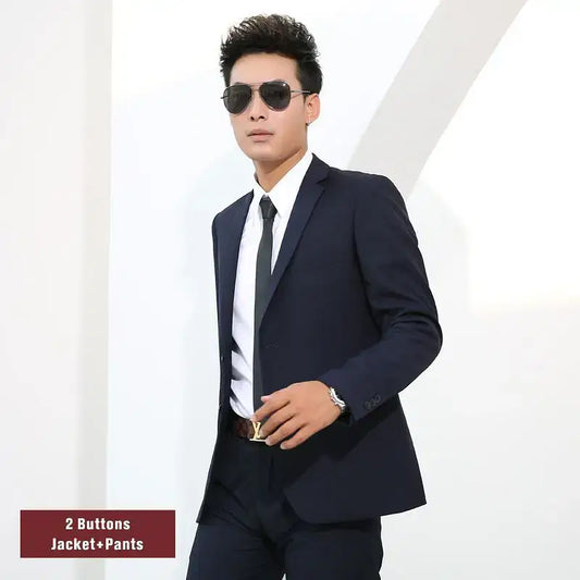 Color: Brown, Size: XXXL - Men Suits Slim Fit Business Formal Casual Classic Suit Wedding Groom Party Prom Single Breasted Solid Color Black Gray Navy Blue