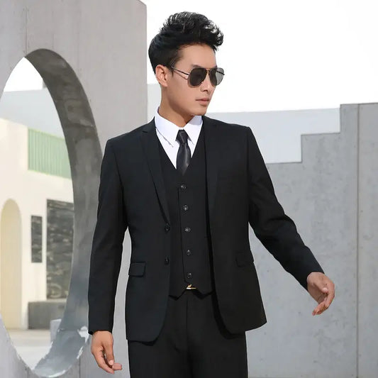 Color: Brown, Size: XXXL - Men Suits Slim Fit Business Formal Casual Classic Suit Wedding Groom Party Prom Single Breasted Solid Color Black Gray Navy Blue