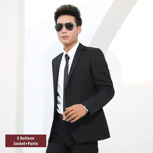 Color: Ivory, Size: S - Men Suits Slim Fit Business Formal Casual Classic Suit Wedding Groom Party Prom Single Breasted Solid Color Black Gray Navy Blue