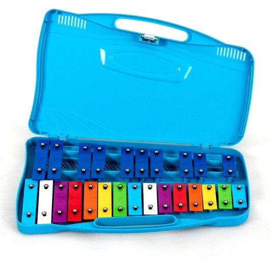 25 Notes Kids Glockenspiel Chromatic Metal Xylophone-Pink