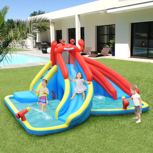 Inflatable Water Slide Bounce House with Water Cannon with 680W Blower - Color: Navy