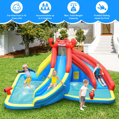 Inflatable Water Slide Bounce House with Water Cannon with 680W Blower - Color: Navy