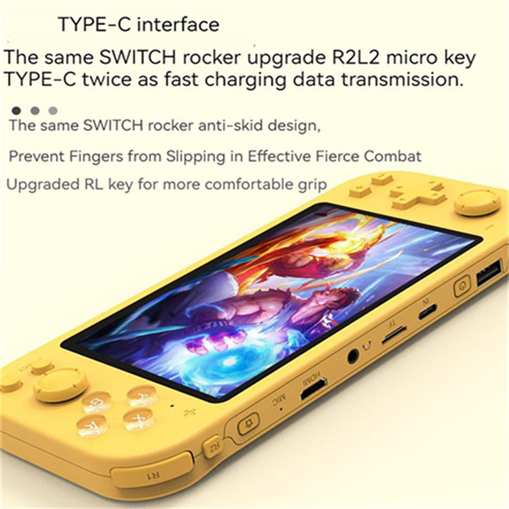 Gr3000 Handheld Game Console 5.1-inch Type-c Interface Retro Game Console Compatible for Fc/gba/gbc/md/nes/sfc/ps Purple