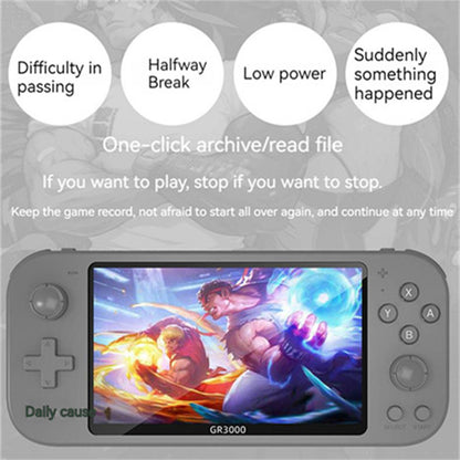 Gr3000 Handheld Game Console 5.1-inch Type-c Interface Retro Game Console Compatible for Fc/gba/gbc/md/nes/sfc/ps Purple