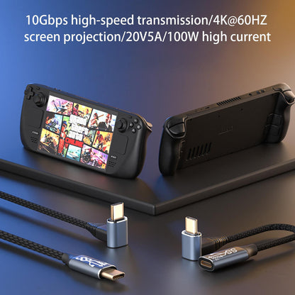 Hd Video Output Cable 100w 10gbps Usb-c 3.1 Full-featured Three-dimensional Elbow Cable Compatible For Steam Deck C Male to C Male 0.5m