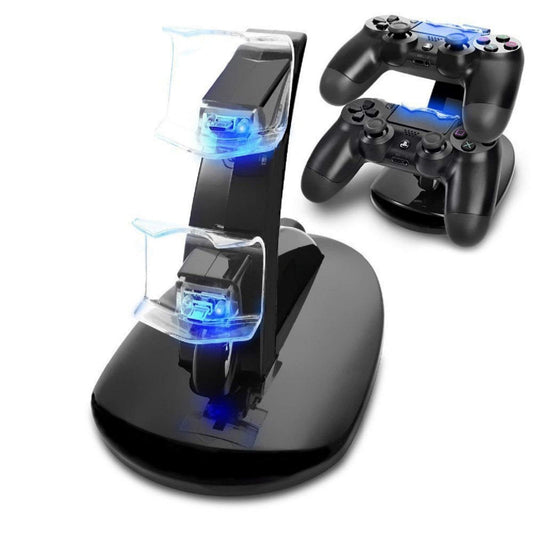 Base de carga para mando con indicador LED y doble puerto USB compatible con PS4 Pro/PS4 (negro)