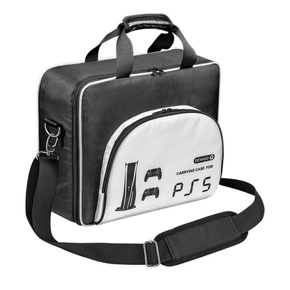 Hard Shell Carrying Case Organizer Compatible For Ps5 Game Console Travel Handbag Large Capacity Storage Bag Black and white 1110248