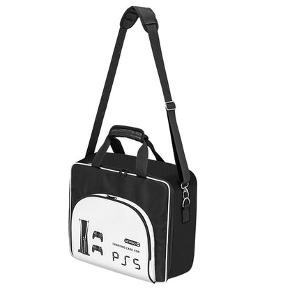 Hard Shell Carrying Case Organizer Compatible For Ps5 Game Console Travel Handbag Large Capacity Storage Bag Black and white 1110248