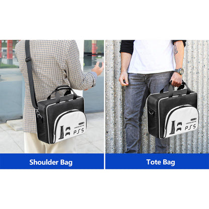 Hard Shell Carrying Case Organizer Compatible For Ps5 Game Console Travel Handbag Large Capacity Storage Bag Black and white 1110248