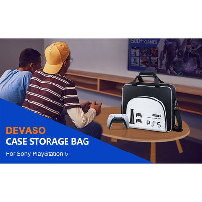 Hard Shell Carrying Case Organizer Compatible For Ps5 Game Console Travel Handbag Large Capacity Storage Bag Black and white 1110248
