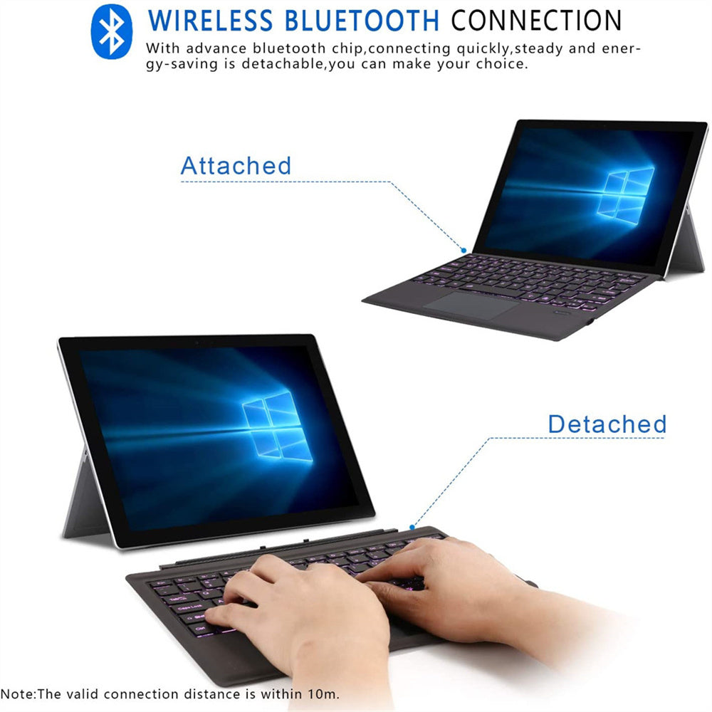 Ft-1089d Wireless Bluetooth Keyboard with Touchpad Backlit for Microsoft Surface Pro 3 4 5 6 7 Backlit Version