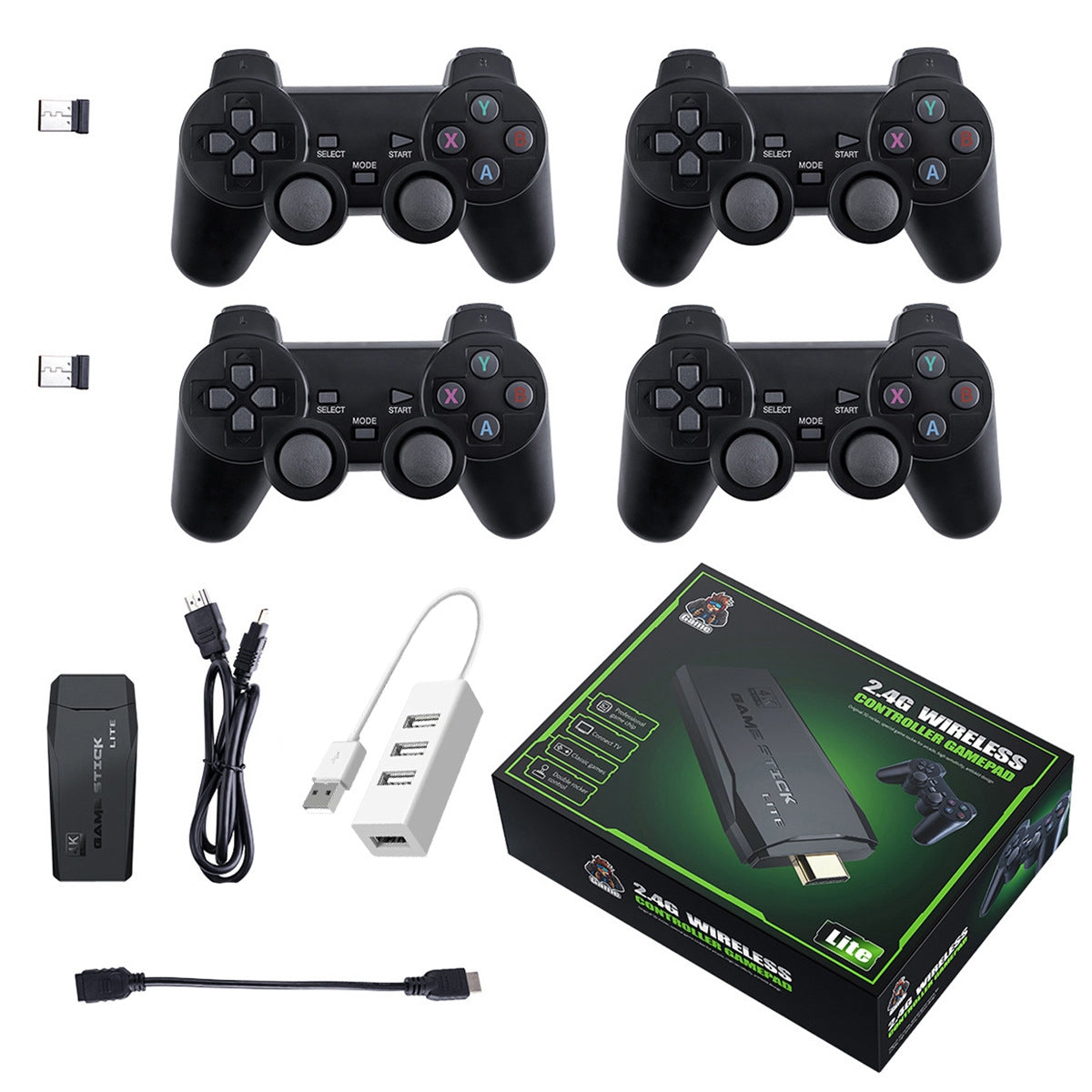 M8 Wireless Retro Game Console Plug Play 4 Video Game Sticks 2.4G Wireless Controllers 4 Handles 64GB