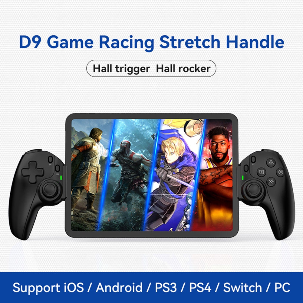 D9 Stretching Extendable Game Console Telescopic Game Controller with 2 Customization Back Keys Gaming Controller Red