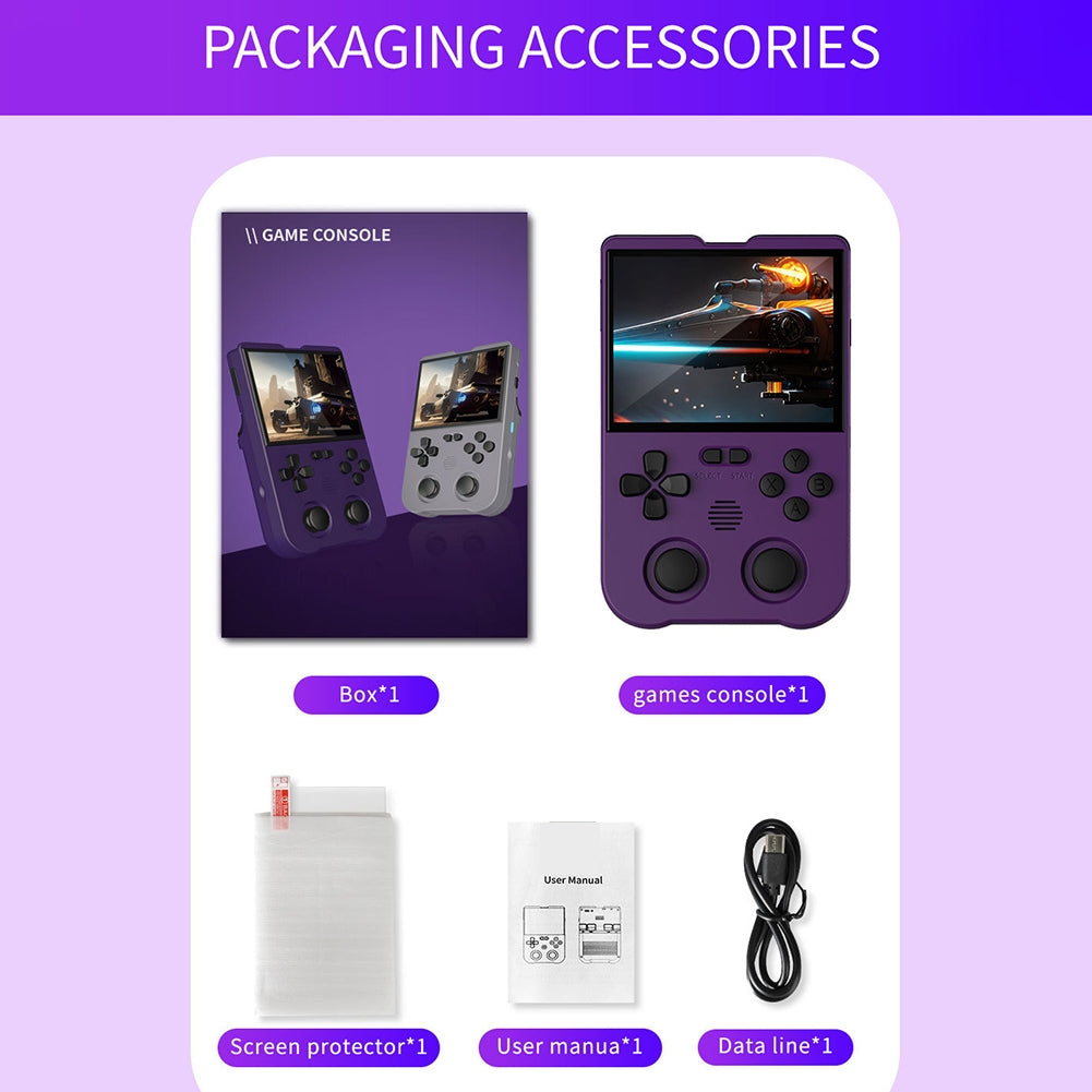 XU10 Retro Handheld Mini Game Console with 3000mAh Rechargeable Battery 3.5-Inch IPS Screen Controller White 128GB