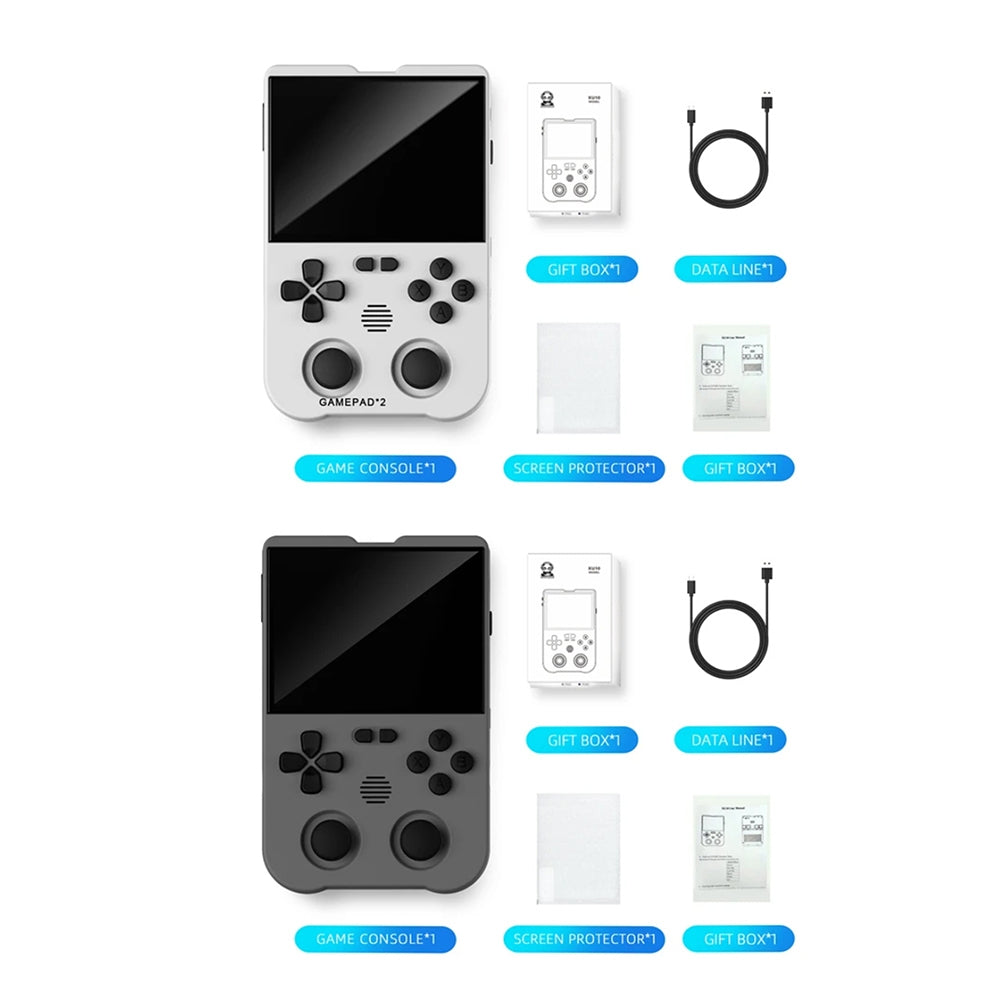XU10 Retro Handheld Mini Game Console with 3000mAh Rechargeable Battery 3.5-Inch IPS Screen Controller White 128GB
