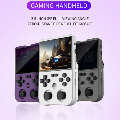 XU10 Retro Handheld Mini Game Console with 3000mAh Rechargeable Battery 3.5-Inch IPS Screen Controller White 128GB