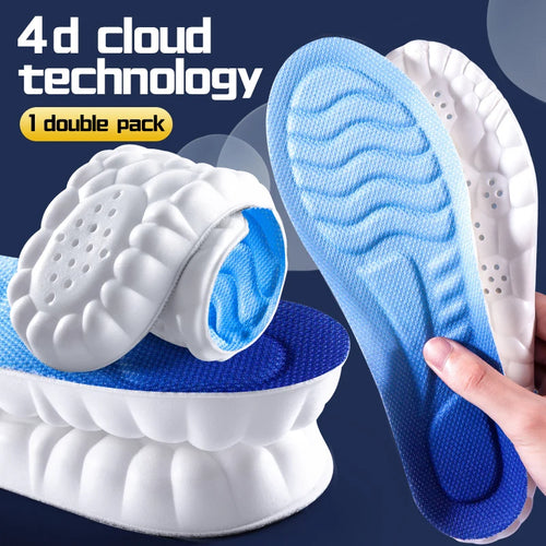 Plantillas deportivas para zapatos de mujer y hombre, suela de PU suave, transpirable, amortiguación 4D. 