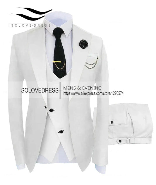 Color: Red, Size: XL - ( Jacket + Vest + Pants )Suits for Mens 2024 Casual Business Suit High-end Social Formal Suit 3 Pcs Set Groom Wedding Men
