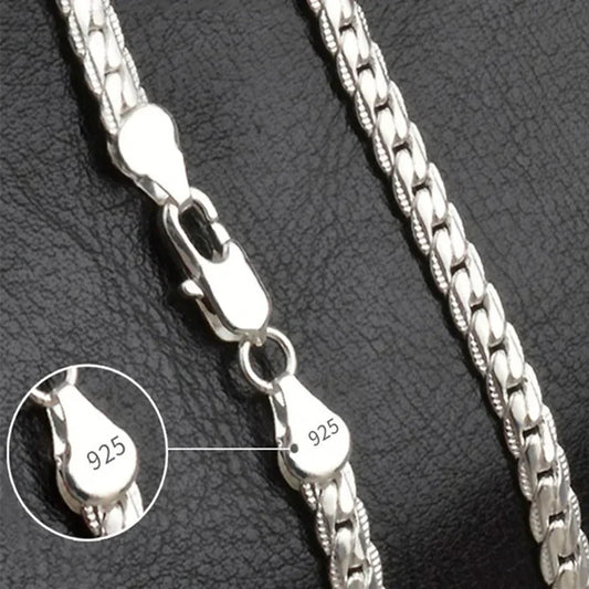 Cadena de collar de 6 mm de diseño de marca de lujo de color plateado de 20 a 60 cm 