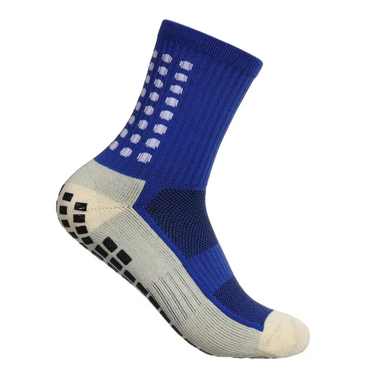 Color: Blue - Anti-slip Soccer Women Men Outdoor Sport Grip Football Yoga Socks