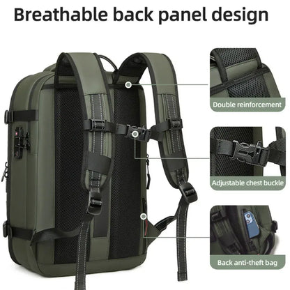 Color: NUDE - Vacpack Vacuum Compression Backpack Airback with Pump Men Waterproof Expandable Carry On Travel Backpack 17 inch Laptop Backpack