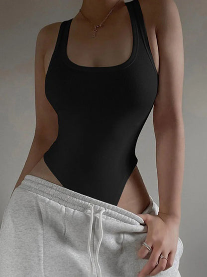 Body de punto sin mangas, sexy, de verano, con escote halter y hombros descubiertos 