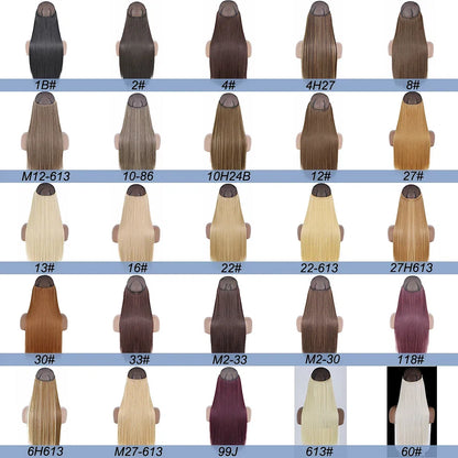 Color: T1B/33/27, Stretched Length: 32inches, Ships From: CHINA - Synthetic Natural Wavy No Clip Fish Line Invisible Hair Extensions Mixed Color Blonde Black Artificial False Hair Piece ForWomen