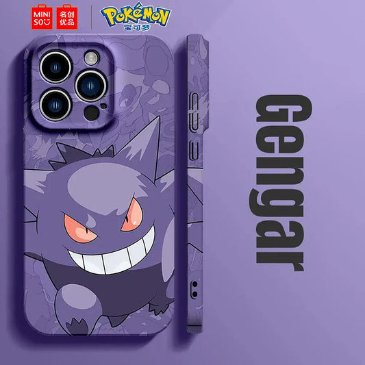 Color: Gold, Material: EVA - Miniso Pokemon Collaboration Pikachu Gengar Phone Case For iPhone 15 14 13 11 12 16 Pro Max Plus X XR Girl Silicone Phone Case