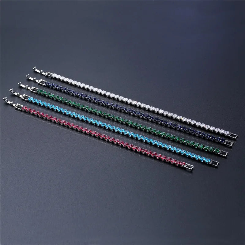 Pulsera de tenis de circonita cúbica de 4 mm con cadena de eslabones para mujer 