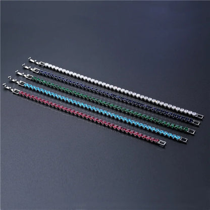 Pulsera de tenis de circonita cúbica de 4 mm con cadena de eslabones para mujer 