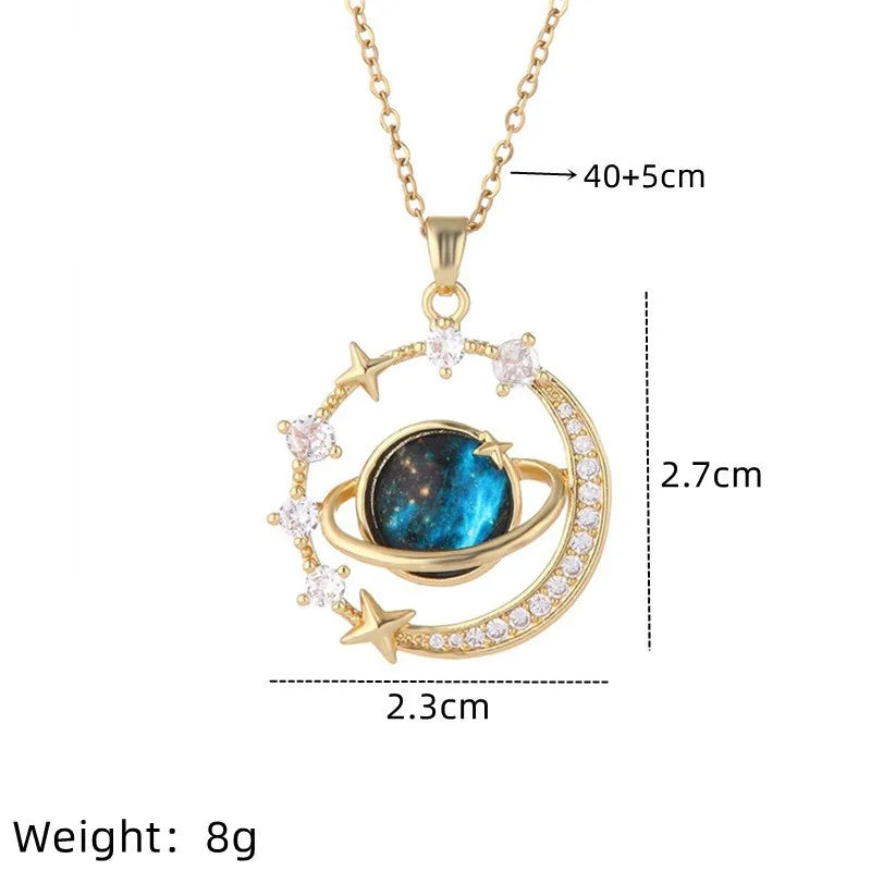 Starry Planet, Light Luxury Charm, Full Diamond Necklace, Versatile