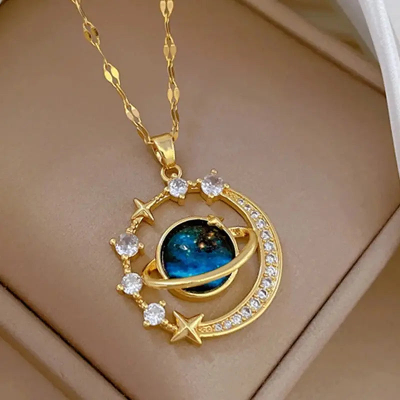 Collares de astronauta y estrella ZAKOL para mujeres y niñas, color dorado 