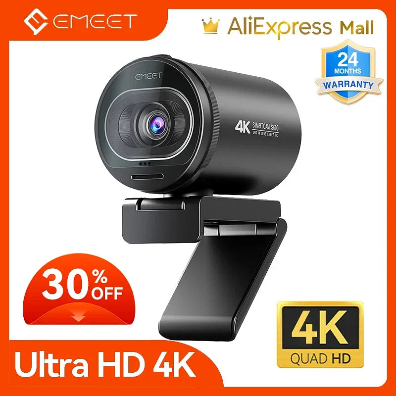 Webcam 4K Streaming Web Camera 1080P 60FPS USB Camera EMEET S600 Autofocus Living Stream Camera With Mics for Tiktok/YouTube