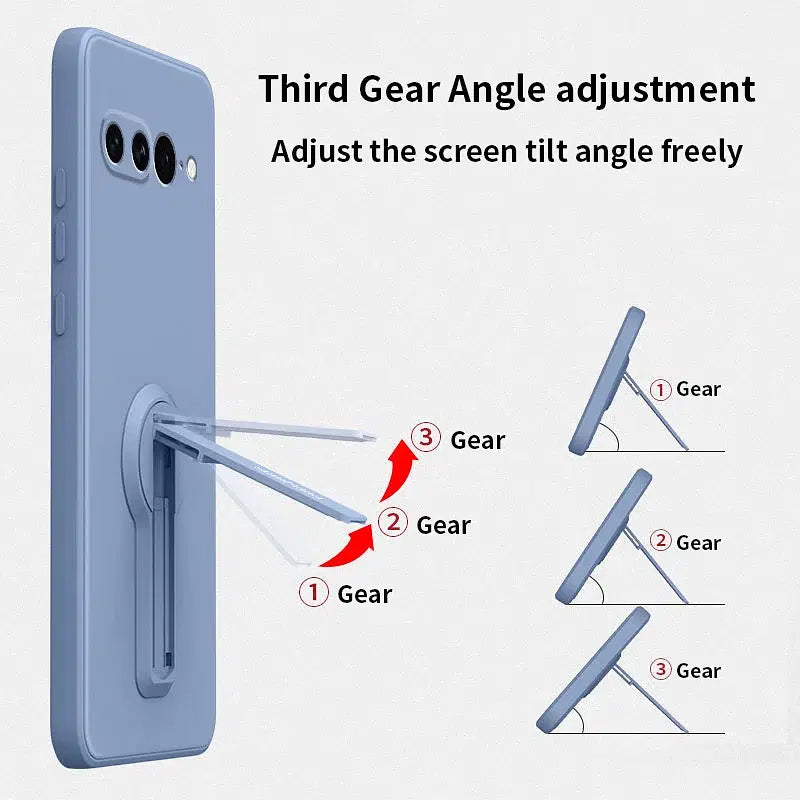Color: Blue, Material: aluminum - Phone Case For Google Pixel 7 8 6 5 9 Pro XL Pixel 7A 6A 5A 8A 9A Soft Cover Silicone Case with Holder Stand Bracket Lanyard