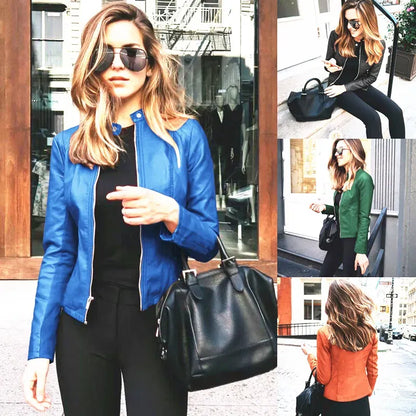 Color: Brown, Size: S - Womens Spring Full Long Sleeve Jacket Coat Autumn Leather Blazer Winter Zipper Outwear Suit Cardigan Female  Jackets