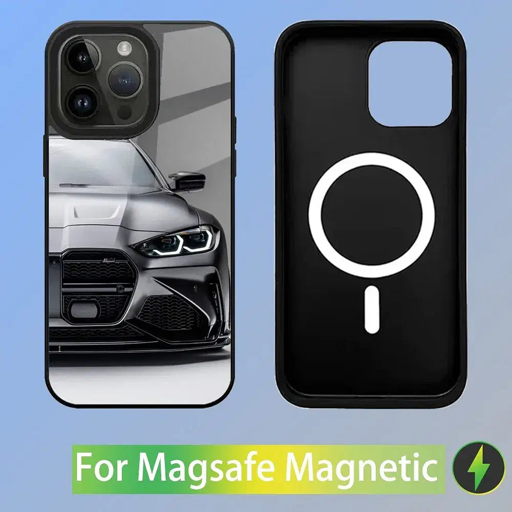 Color: GRAY, Material: Neoprene - Cool Sport Car B-BMW Phone Case For iPhone 16,15,14,13,12,11,Plus,Pro,Max Mini Magsafe Magnetic Wireless Charging
