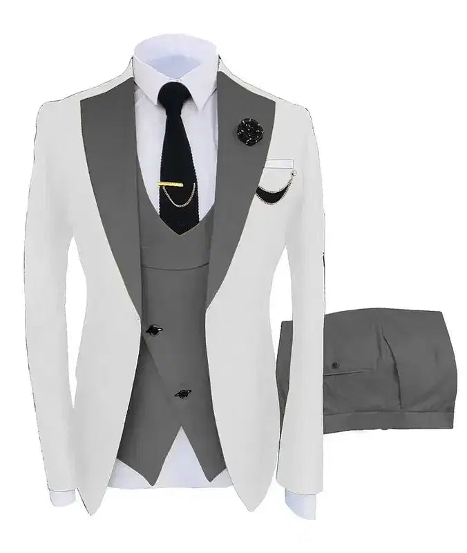 Color: Navy Blue, Size: 4XL - 3pcs Men Coat Business Formal Slim Fit Suit Costumes Pour Homme Set Party Vest Pants Wedding Blazer Verde Hombre Terno Masculino