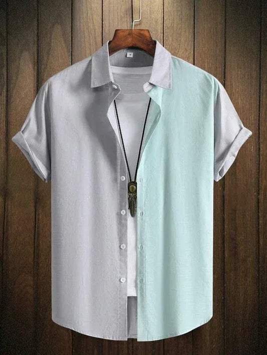 Color: Gold, Size: XXXL - Alternating Striped men's Shirts Summer Minimalist Shirts Beach Casual Style Short Sleeved Shirt Men's Hawaii Vacation Shirt