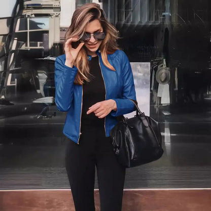 Color: Brown, Size: S - Womens Spring Full Long Sleeve Jacket Coat Autumn Leather Blazer Winter Zipper Outwear Suit Cardigan Female  Jackets