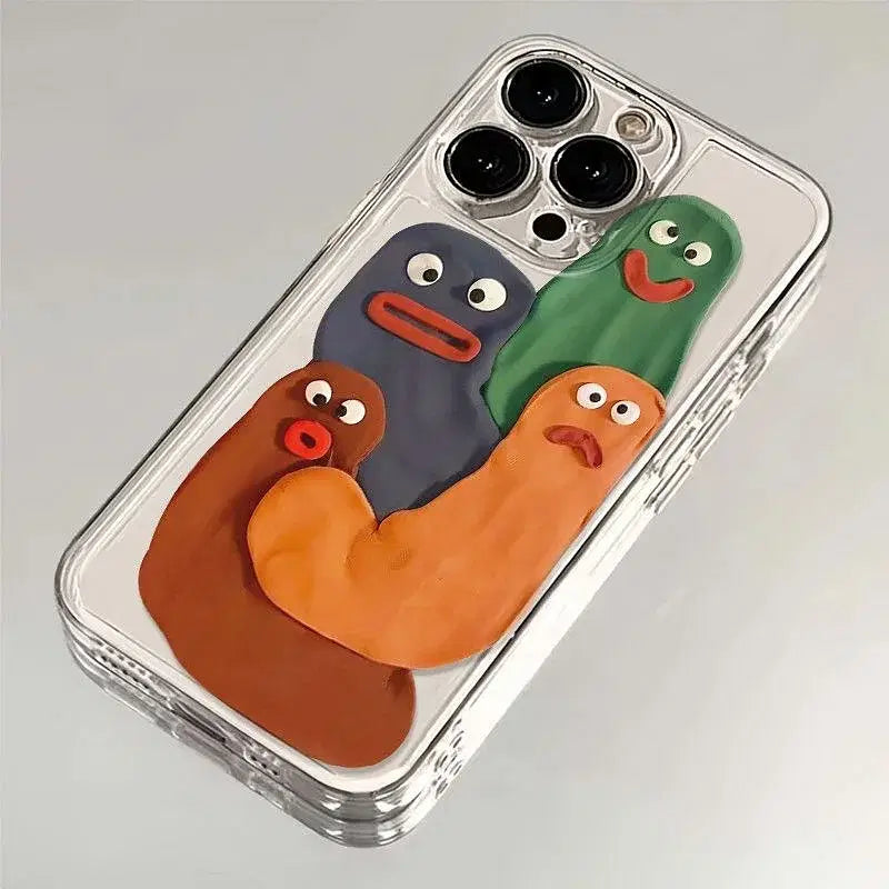 Color: Beige, Material: PP - Funny Silly Putty Phone Case For iPhone 11 12 13 14 15 16 Pro Max XR X XS Mini 8 7 Plus SE 2020 Fashion Clear Case