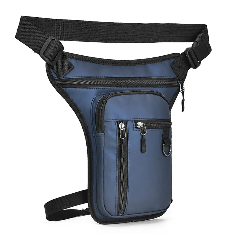 Color: Blue - Men Drop Leg Bag Waist Bag Waterproof Men Fanny Pack Phone Purse Motorcycle Riding Shoulder Cross Body Thigh Hip Belt Waist Bags