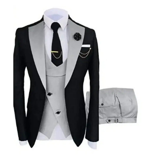 Color: PURPLE, Size: XXL - Men Suits 3 Pieces Tailored Best Man Groom Wedding Tuxedo Slim Fit Jacquard Two-color Blazer Jacket  Vest Pants Tuxedo Clothing